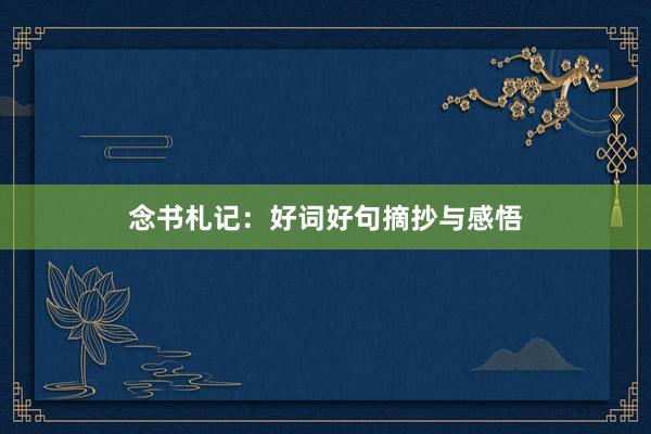 念书札记：好词好句摘抄与感悟