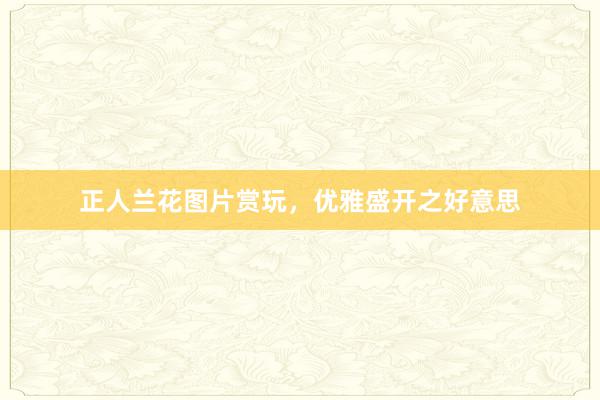 正人兰花图片赏玩，优雅盛开之好意思