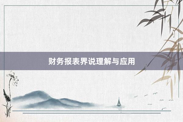 财务报表界说理解与应用